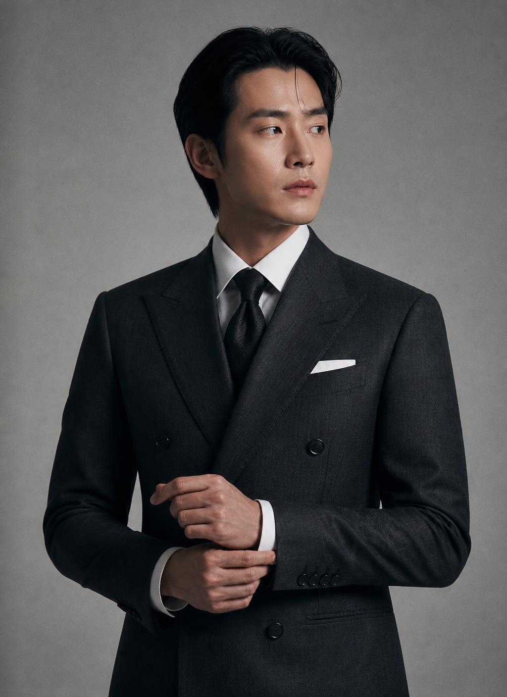 Charcoal double-breasted business suit
